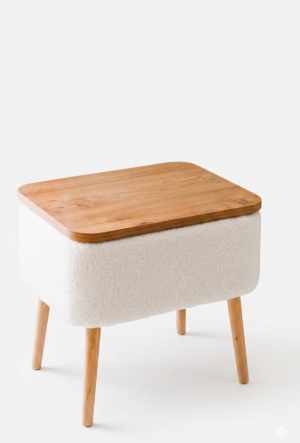 Hanah Home Mesita de Noche Blanco y Natural